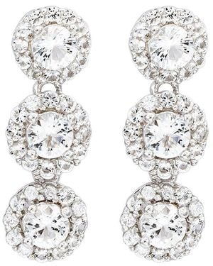 Suzy Levian Silver 0.02 Ct. Tw. Diamond & White Topaz Circle Dangle Earring