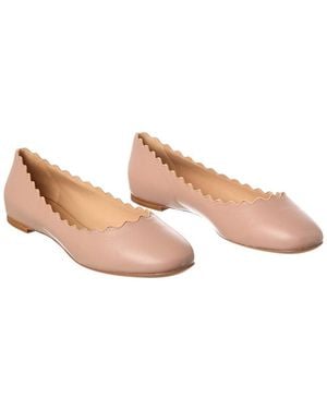 Chloé Lauren Scalloped Leather Ballerina Flat (Authentic Pre-Loved) - Pink