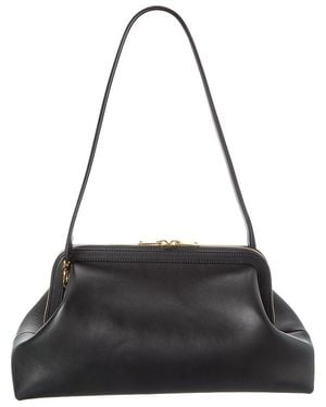 Celine Logo Leather Shoulder Bag - Black