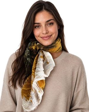 Blue Pacific Watercolour Cashmere-Blend Neckerchief - Brown