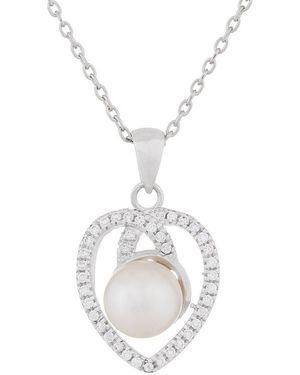 Splendid 7Mm Pearl Cz Pendant - White