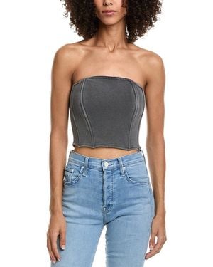 Vintage Havana Garment-dye French Terry Corset Top - Blue