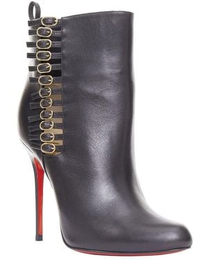 Christian Louboutin Leather Safety 100 Stiletto Boot (Authentic Pre- Loved) - Grey