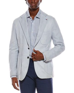 Isaia Suede Leather Blazer - Blue