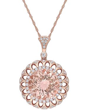 Diamond Select Cuts 14k Rose Gold 9.71 Ct. Tw. Diamond & Morganite Necklace - Pink