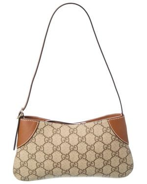 Gucci Gg Emblem Small Gg Supreme Canvas & Leather Shoulder Bag - Metallic
