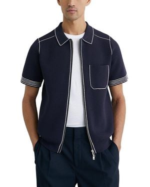 Reiss Blake Zip Through Pipe Jumper - Blue