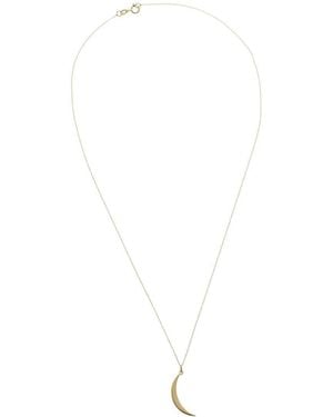 Italian Gold 10K Crescent Moon Pendant Necklace - White