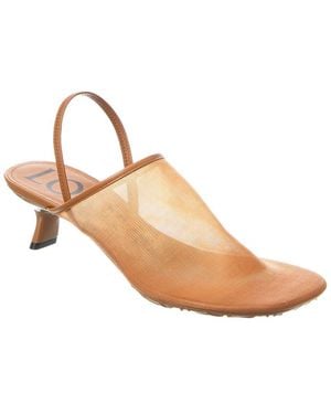 Loewe Petal Mesh & Leather Slingback Pump - Brown