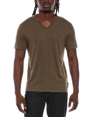 John Varvatos Miles Slub V-Neck Shirt - Brown