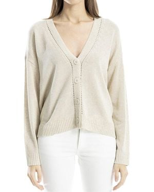 Max Studio Linen-Blend Cardigan - White