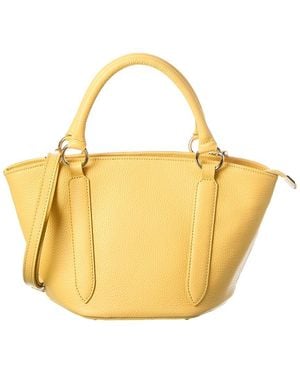 Italian Leather Top Handle Tote - Yellow