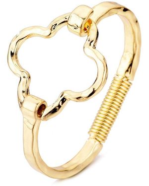 Adornia Hammered Clover Open Clover Cuff Bracelet - Metallic