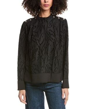 3.1 Phillip Lim Shadow Vines Jacquard Pleated Top - Black