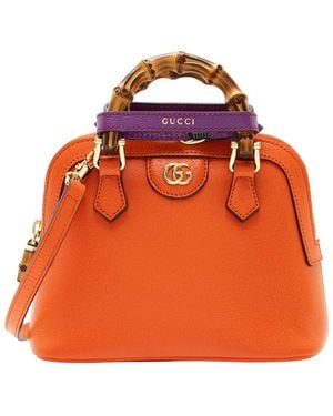 Gucci Leather Bamboo Diana Dome Mini Satchel (Authentic Pre-Loved) - Orange