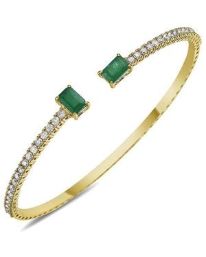 Forever Creations USA Inc. Forever Creations 14k 2.85 Ct. Tw. Diamond & Emerald Flexible Bangle Bracelet - Metallic