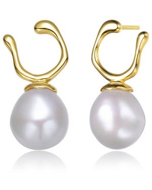 Rachel Glauber 14k Over Silver Pearl Earrings - Metallic