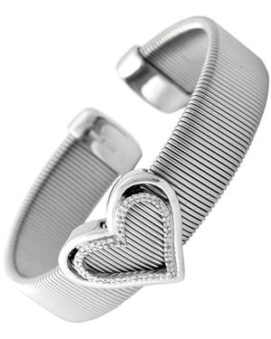 Diamond Select Cuts Steel 0.05 Ct. Tw. Diamond Heart Bangle Bracelet - Grey