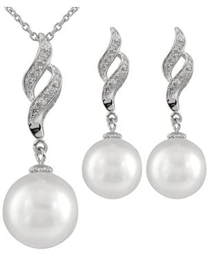 Splendid 12Mm Pearl Cz Set - White