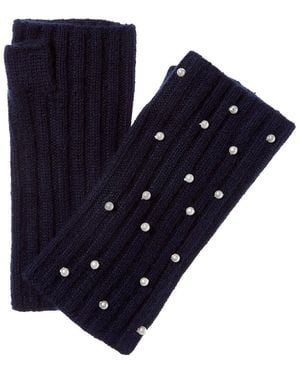 Sofiacashmere Sofiacashmere 2X2 Rib Fingerless Cashmere Glove - Blue