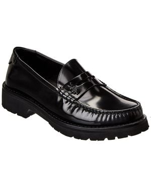 Saint Laurent Leather Moccasin Penny Loafers - Black