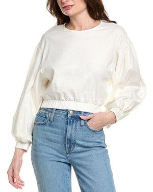 Just BEE Queen Whitney Linen-Blend Top - White