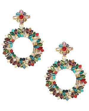 Eye Candy LA Multicoloured Square Stone Drop Hoop Earrings - Metallic
