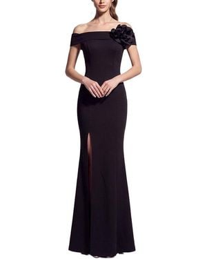 KALINNU Solid Off The Shoulder Maxi Dress - Blue