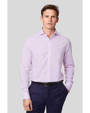 Charles Tyrwhitt Non-iron 4 Way Stretch Pow Check Slim Fit Shirt - Purple