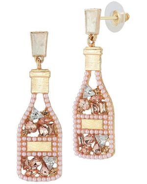 Sphera Milano Plated Champagne Bottle Earrings - White