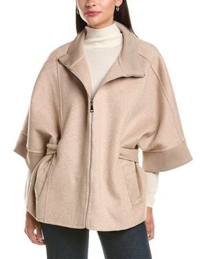 La Fiorentina Knit Detail Cape - Natural