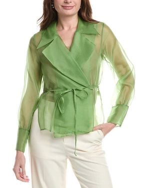 Rebecca Taylor Silk Organza Blouse - Green