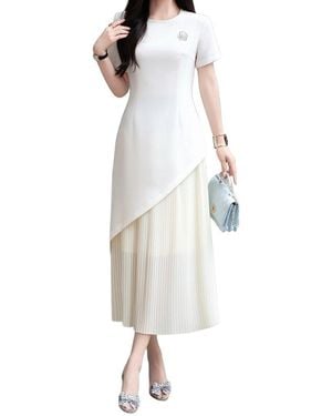 BURRYCO Short Sleeve Midi Dress - White