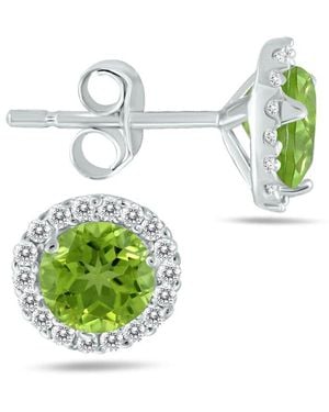Gem Spark 14k 1.17 Ct. Tw. Diamond & Peridot Studs - Green
