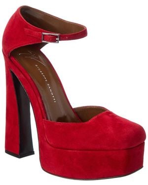Giuseppe Zanotti Caso 100 Suede Platform Pump - Red
