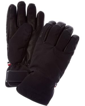 Moncler Leather-Trim Gloves - Blue