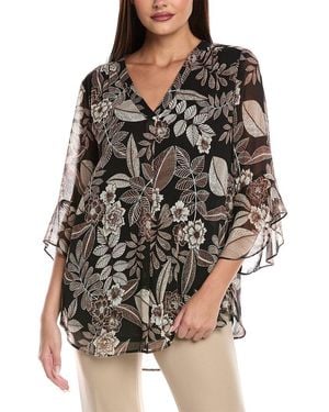 Jones New York Y-Neck Blouse - Brown