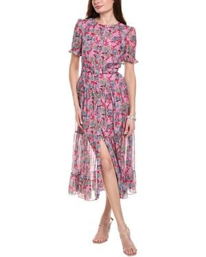Saloni Silk Shirtdress - Red