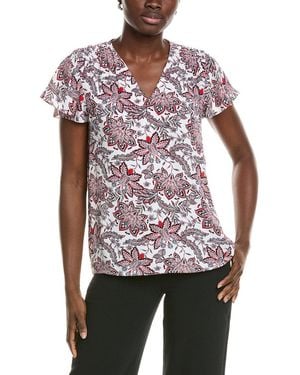 Jones New York Flutter Sleeve Blouse - White