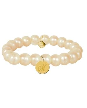 Jane Basch 14K 9-11Mm Pearl Initial Stretch Bracelet -Z) - White