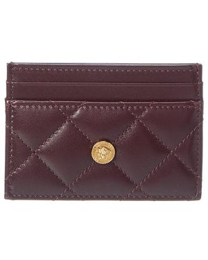 Versace Medusa Quilted Leather Card Holder - Purple