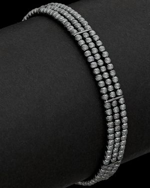 Italian Silver Plated Bead Bracelet - Black