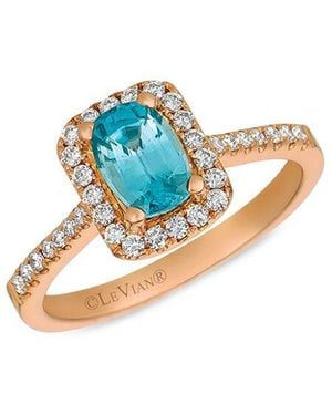 Le Vian 14K Rose 1.36 Ct. Tw. Diamond & Zircon Rectangular Ring - Blue