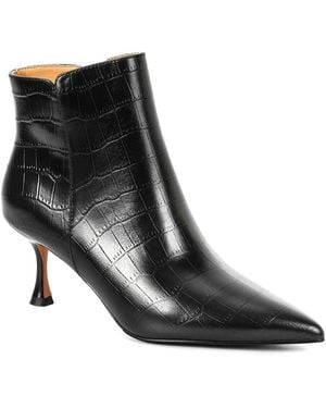 Tiffany & Fred Paris Embossed Leather Bootie - Black