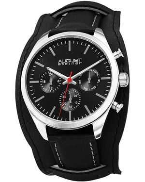 August Steiner Men's Leather Watch - Black