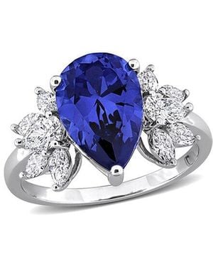 Rina Limor 18K 4.84 Ct. Tw. Lab-Grown Diamond & Lab-Grown Sapphire Floral Ring - Blue