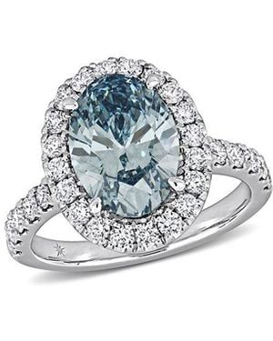 Lab Grown Diamonds Created Forever 14K 4.06 Ct. Tw. Lab-Grown Diamond Halo Ring - Blue