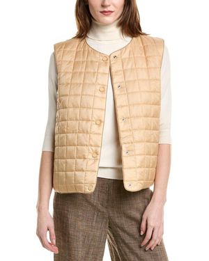 Lafayette 148 New York Reversible Crewneck Quilted Vest - Natural