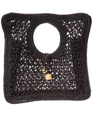 Jacquemus The Spiaggia Small Square Raffia Bag - Black