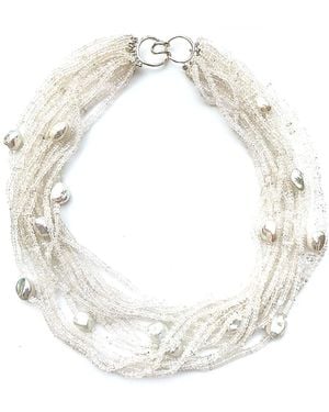 Arthur Marder Fine Jewelry Silver Moonstone & 9-12mm Pearl Necklace - White
